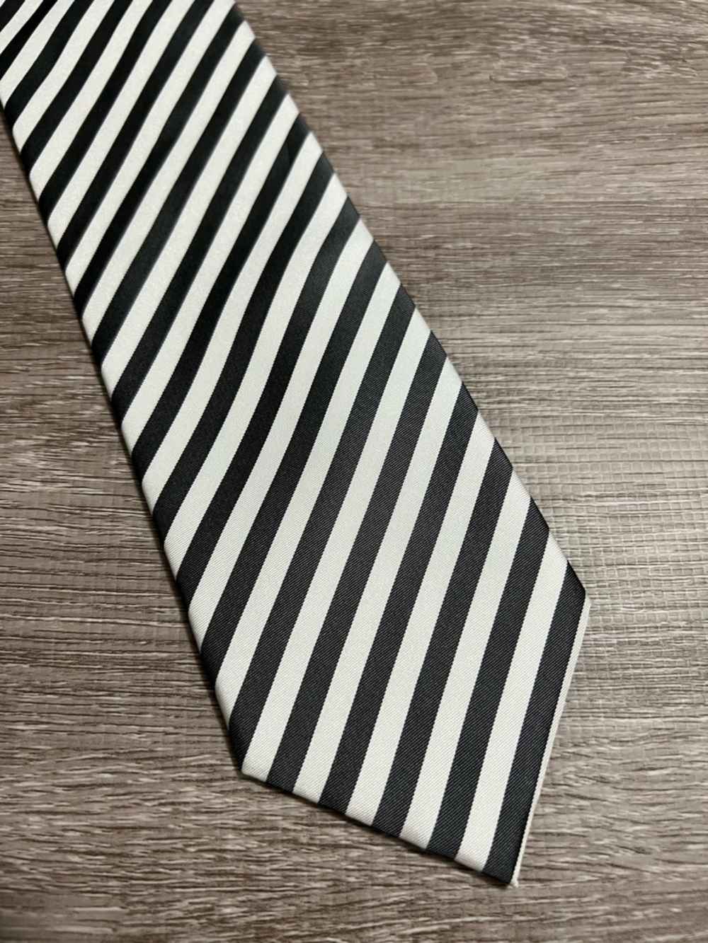 Paul Malone Classic Black & White Striped Men's Silk Tie